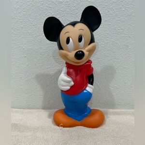 Mickey Mouse Vintage 1970's Rubber Bank By Walt Disney 12” w/ Plug By Ilco Toys